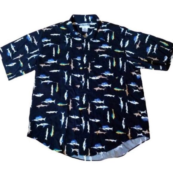 Untied Men’s XL Fish Print Casual Button Down Shirt - Picture 1 of 3